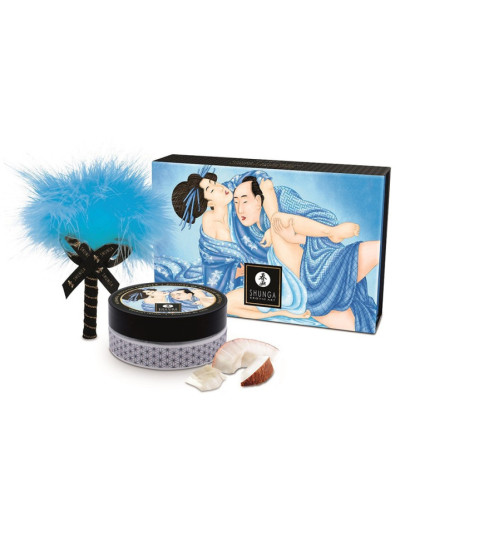 Mini Coffret poudre corporelle noix de coco et plumeau assorti - CC1103